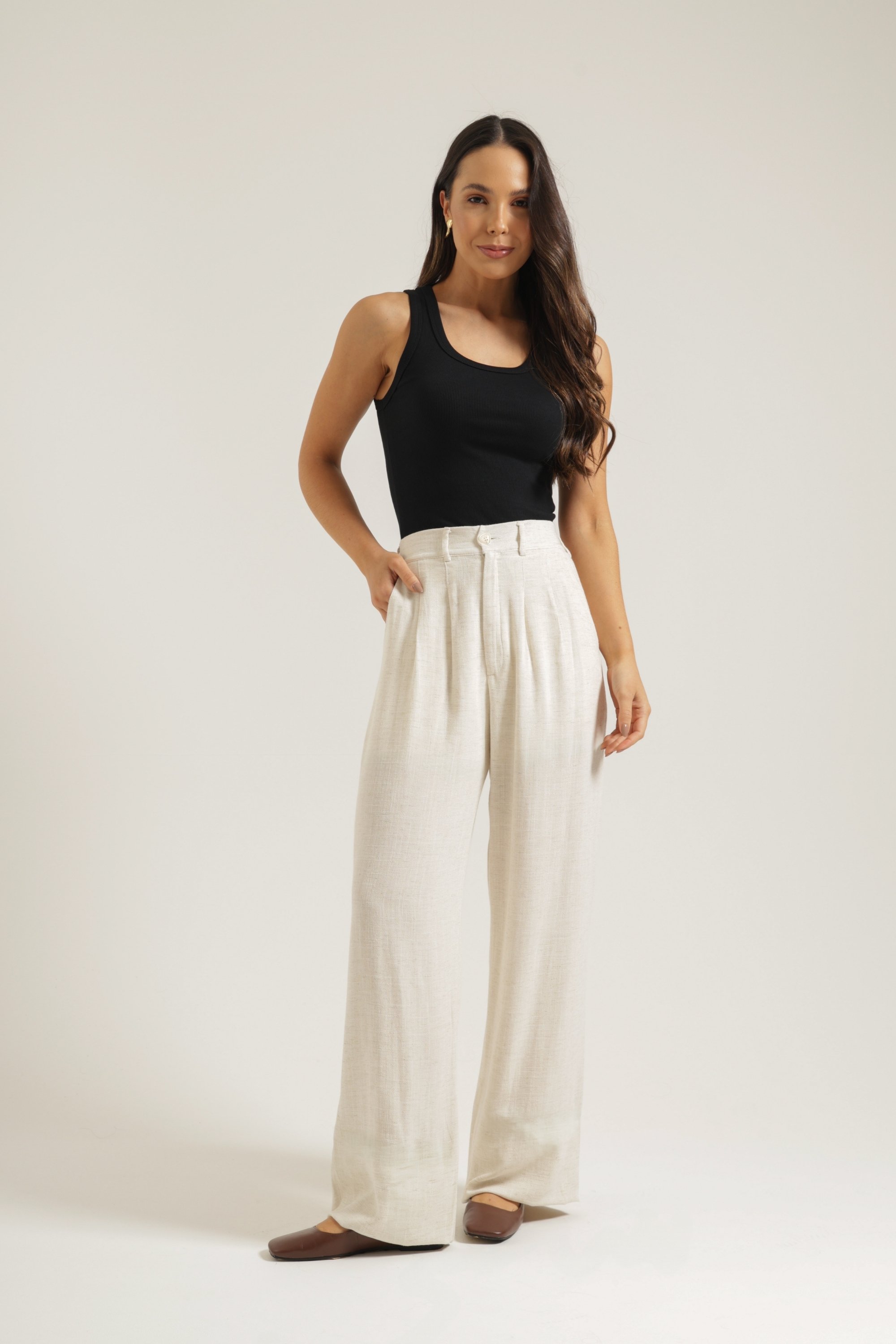 Calça Wide Leg Linho Leny - ZALMY